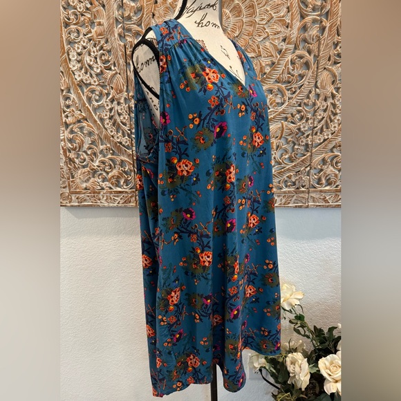 Old Navy Teal & Floral Sleeveless Mini Dress- size XXL - Picture 3 of 13